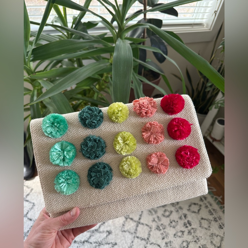 Stella & Dot Colorful Pom Pom purse